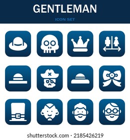 conjunto de iconos de caballero. Ilustraciones vectoriales relacionadas con Hat, Skull y Hat