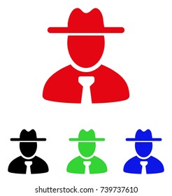 Gentleman icon. Vector illustration style is a flat iconic gentleman symbol with black, red, green, blue color variants. Designed for web and software interfaces.