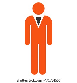 Gentleman icon. Vector style is bicolor flat iconic symbol with rounded angles, orange and gray colors, white background.