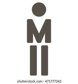 Gentleman icon. Vector style is flat iconic symbol with rounded angles, grey color, white background.