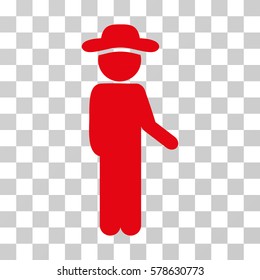 Gentleman Idler icon. Vector illustration style is flat iconic symbol, red color, transparent background. Designed for web and software interfaces.