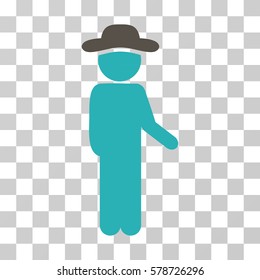 Gentleman Idler icon. Vector illustration style is flat iconic bicolor symbol, grey and cyan colors, transparent background. Designed for web and software interfaces.