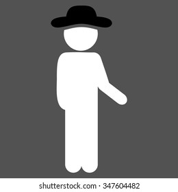 Gentleman Idler vector icon. Style is bicolor flat symbol, black and white colors, rounded angles, gray background.