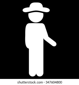Gentleman Idler vector icon. Style is flat symbol, white color, rounded angles, black background.