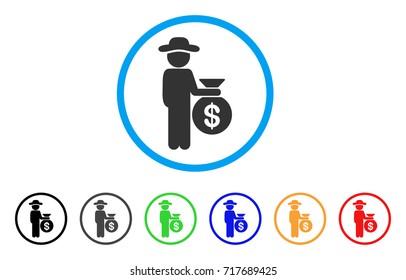 Gentleman Investor rounded icon. Style is a flat gentleman investor grey symbol inside light blue circle with black, gray, green, blue, red, orange versions.