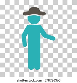 Gentleman Invitation icon. Vector illustration style is flat iconic bicolor symbol, grey and cyan colors, transparent background. Designed for web and software interfaces.