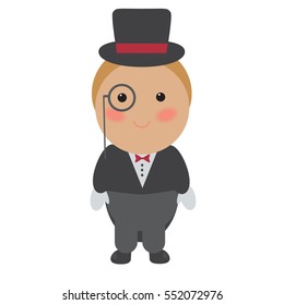 Gentleman. Isolated vector cartoon character on white background.