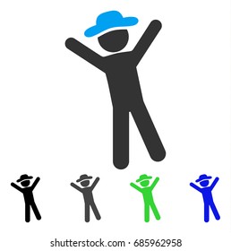 Gentleman Joy flat vector pictograph. Colored gentleman joy gray, black, blue, green icon versions. Flat icon style for web design.