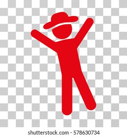 Gentleman Joy icon. Vector illustration style is flat iconic symbol, red color, transparent background. Designed for web and software interfaces.