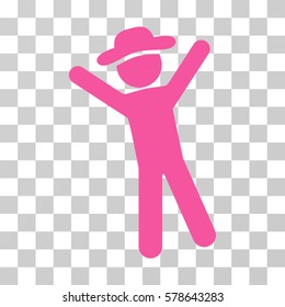Gentleman Joy icon. Vector illustration style is flat iconic symbol, pink color, transparent background. Designed for web and software interfaces.