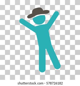 Gentleman Joy icon. Vector illustration style is flat iconic bicolor symbol, grey and cyan colors, transparent background. Designed for web and software interfaces.
