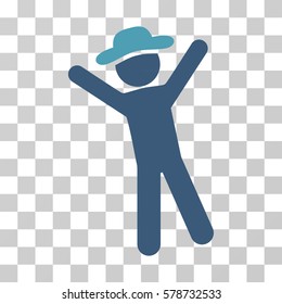 Gentleman Joy icon. Vector illustration style is flat iconic bicolor symbol, cyan and blue colors, transparent background. Designed for web and software interfaces.