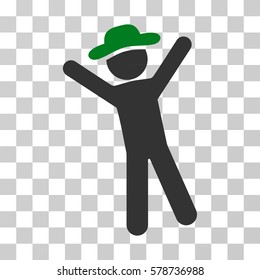 Gentleman Joy icon. Vector illustration style is flat iconic bicolor symbol, green and gray colors, transparent background. Designed for web and software interfaces.