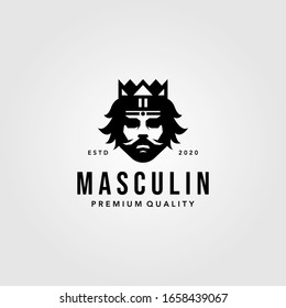 gentleman king head logo vintage vector