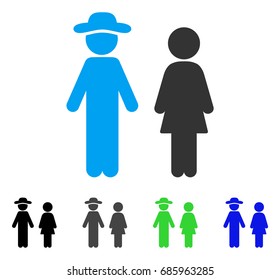 Gentleman And Lady flat vector pictogram. Colored gentleman and lady gray, black, blue, green icon versions. Flat icon style for application design.