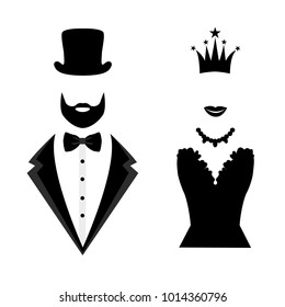 Gentleman and lady icon isolated on white background. Vector illustration