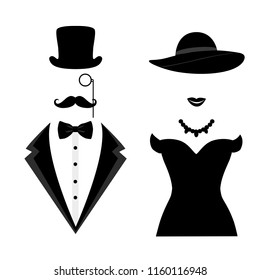 Gentleman and lady icon isolated on white background. Vector illustration