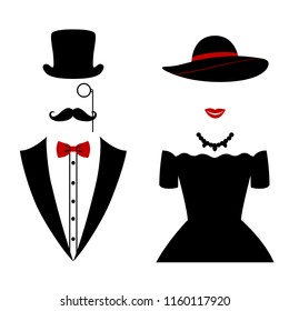 Gentleman and lady icon isolated on white background. Vector illustration