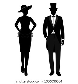 Gentleman and lady icon isolated on white background. Vector illustration