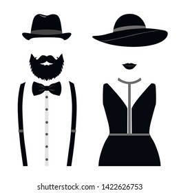 Gentleman and lady icon isolated on white background. Vector illustration