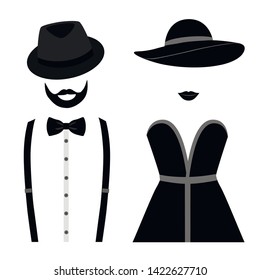Gentleman and lady icon isolated on white background. Vector illustration