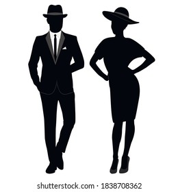 Gentleman and lady icon isolated on white background. Vector illustration