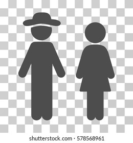 Gentleman And Lady icon. Vector illustration style is flat iconic symbol, gray color, transparent background. Designed for web and software interfaces.