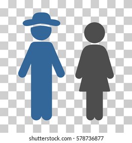 Gentleman And Lady icon. Vector illustration style is flat iconic bicolor symbol, cobalt and gray colors, transparent background. Designed for web and software interfaces.