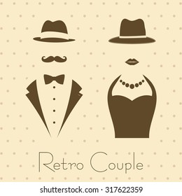 Gentleman and Lady Symbols on Vintage Style Background