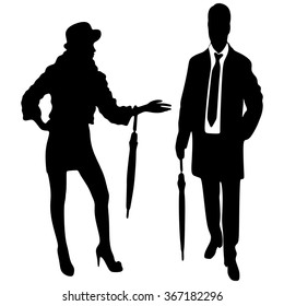 gentleman and lady with umbrella