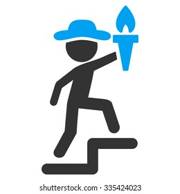 Gentleman Leader vector icon. Style is bicolor flat symbol, blue and gray colors, rounded angles, white background.