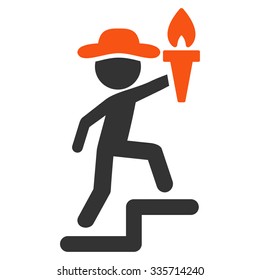 Gentleman Leader vector icon. Style is bicolor flat symbol, orange and gray colors, rounded angles, white background.