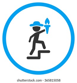 Gentleman Leader vector icon. Style is bicolor flat circled symbol, blue and gray colors, rounded angles, white background.