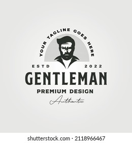 gentleman lettering logo vintage vector illustration design, gentleman label design