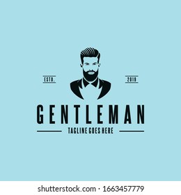 Gentleman logo design. Awesome our combination man & beard logo. A gentleman logotype.