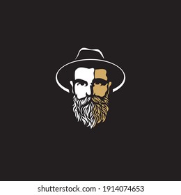 Gentleman logo design. Awesome our combination man 
with hat and beard logo. A gentleman logotype.
