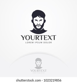 Gentleman logo design. vector illustration bearded man for Barber, Barber Shop, Business men, hipster emblem design. Bearded man logo template