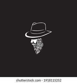 Gentleman logo design. Vintage American Man with Hat illustration