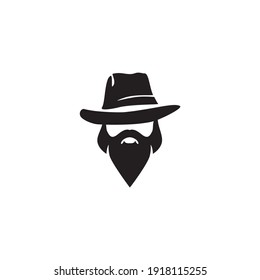 Gentleman logo design. Vintage American Man with Hat illustration