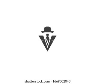 Gentleman logo hat vector icon 