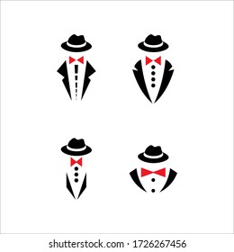 gentleman logo hat vector icon abstract