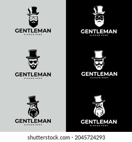 Gentleman logo. gentleman label. Classic illustration with men only icons set.