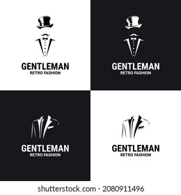 Gentleman logo. gentleman label. Classic illustration with men only icons set.