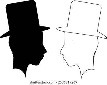 gentleman logo template. man with hat silhouette sign, symbol vector illustration.
