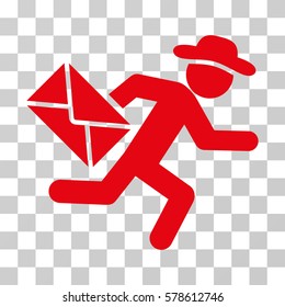 Gentleman Mail Courier icon. Vector illustration style is flat iconic symbol, red color, transparent background. Designed for web and software interfaces.