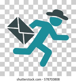 Gentleman Mail Courier icon. Vector illustration style is flat iconic bicolor symbol, soft blue colors, transparent background. Designed for web and software interfaces.