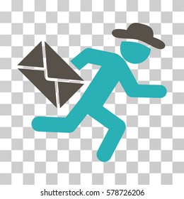 Gentleman Mail Courier icon. Vector illustration style is flat iconic bicolor symbol, grey and cyan colors, transparent background. Designed for web and software interfaces.