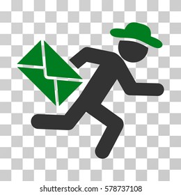 Gentleman Mail Courier icon. Vector illustration style is flat iconic bicolor symbol, green and gray colors, transparent background. Designed for web and software interfaces.