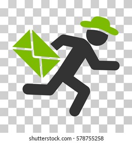Gentleman Mail Courier icon. Vector illustration style is flat iconic bicolor symbol, eco green and gray colors, transparent background. Designed for web and software interfaces.