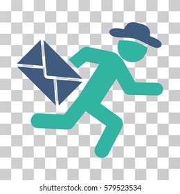 Gentleman Mail Courier icon. Vector illustration style is flat iconic bicolor symbol, cobalt and cyan colors, transparent background. Designed for web and software interfaces.